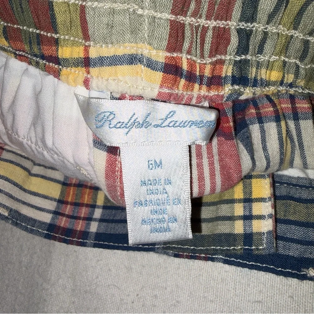 Ralph Lauren Baby Boy Multi Colored Plaid Pretty Easter Spring Shorts‎ Size 6M